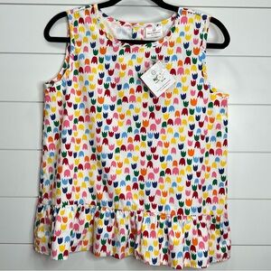 Hanna Andersson Girls Colorful Tulip‎ Popover Sleeveless Top. Size 14-16. NWT.